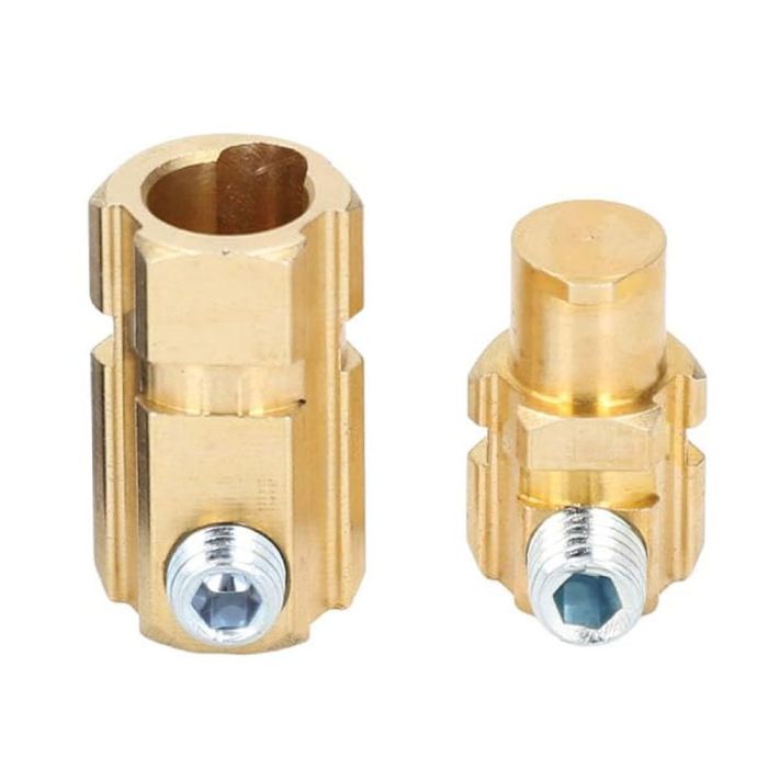 Kaile Welding 70-95mm brass welding cable connector pair in red and black.